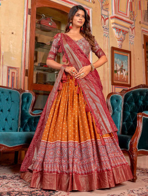 HEM SELLES Self Design Semi Stitched Lehenga Choli(Yellow)
