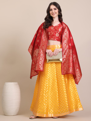 GRANTH MANIAFAB Self Design Semi Stitched Lehenga Choli(Red)