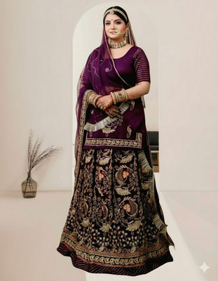 SHREE AMBEY TRADING Embroidered Semi Stitched Rajasthani Poshak(Purple)