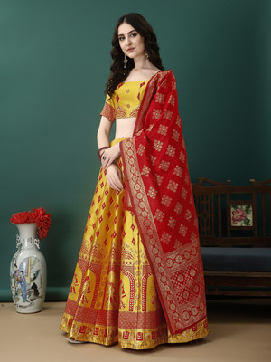 SWAMI STUDIO Self Design Semi Stitched Lehenga Choli(Yellow)