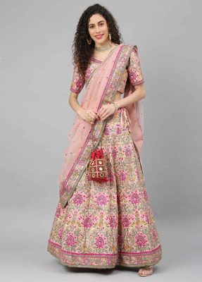 DIVINE INTERNATIONAL TRADING CO Embroidered Semi Stitched Lehenga Choli(Pink)