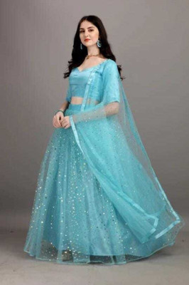 HOUSE OF COMMON Self Design Semi Stitched Lehenga Choli(Light Blue)