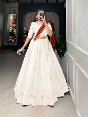 AAYUSHYAM ENTERPRISE Self Design Semi Stitched Lehenga Choli(White)