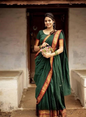 Harshiv Textile Self Design Semi Stitched Lehenga Choli(Green)