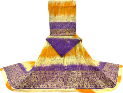 HOUSE OF COMMON Embroidered Semi Stitched Rajasthani Poshak(Yellow, Purple)