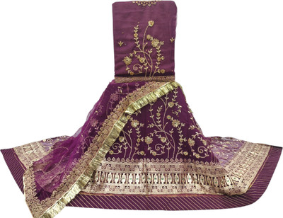 Man Fashion Embroidered Semi Stitched Lehenga Choli(Purple)