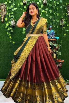SHREE CREATION Self Design Semi Stitched Lehenga Choli(Maroon)