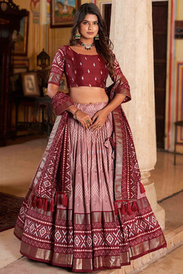 GORASH CREATION Printed Semi Stitched Lehenga Choli(Red)