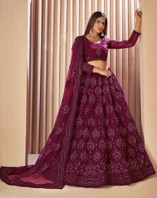 A To Z Cart Embroidered Semi Stitched Lehenga Choli(Multicolor)