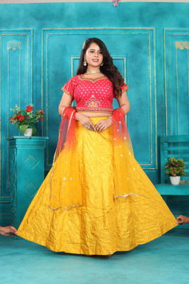 PickALook Embroidered Stitched Lehenga Choli(Multicolor)
