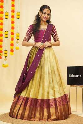 SHREE CREATION Self Design Semi Stitched Lehenga Choli(Beige)