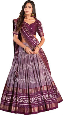 AAYUSHYAM ENTERPRISE Floral Print Semi Stitched Lehenga Choli(Purple)