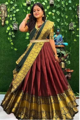 Aatvi Self Design Semi Stitched Lehenga Choli(Maroon)