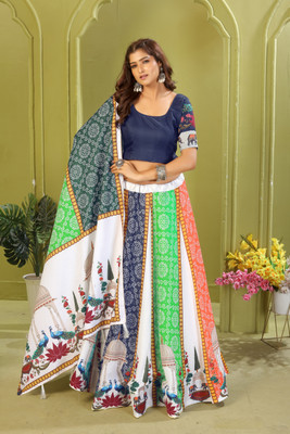 KRISHU ETHNICS Digital Print Semi Stitched Lehenga Choli(Multicolor)