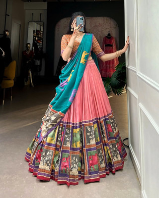 Arpi Fashion Digital Print Semi Stitched Lehenga Choli(Orange)