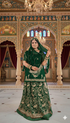 Shreemanji trading Embroidered Semi Stitched Rajputi Poshak(Light Green)