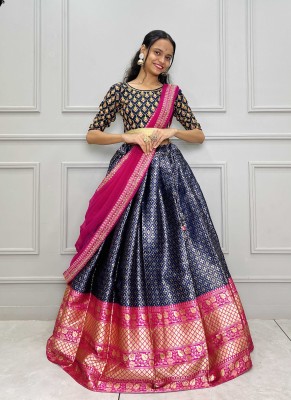 SHREE CREATION Self Design Semi Stitched Lehenga Choli(Dark Blue)