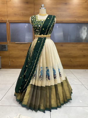 Sonu Creation Self Design Semi Stitched Lehenga Choli(Beige)