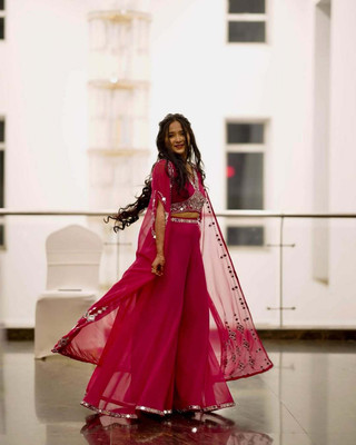 nilormy Embellished Stitched Lehenga with Jacket(Pink)