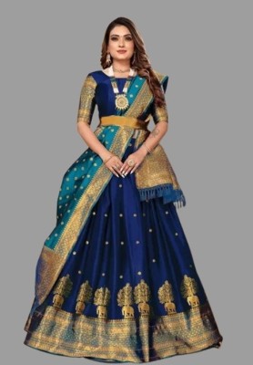 MIYANI FAB Printed Semi Stitched Lehenga Choli(Blue)