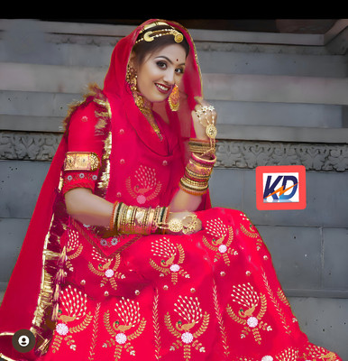 Anjani Textile Embroidered Semi Stitched Rajasthani Poshak(Pink)