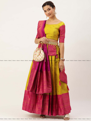 SHREE CREATION Self Design Semi Stitched Lehenga Choli(Yellow)