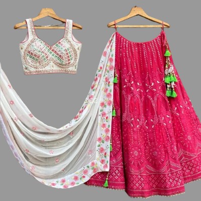 IYALAFAB Self Design Semi Stitched Lehenga Choli(Pink)