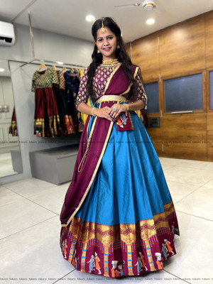 Payu Self Design Semi Stitched Lehenga Choli(Blue)