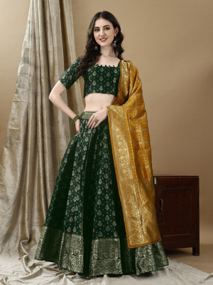 SWAMI STUDIO Self Design Semi Stitched Lehenga Choli(Green)