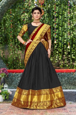 DD's creation Embellished Semi Stitched Lehenga Choli(Black)