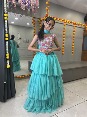 Payu Self Design Semi Stitched Lehenga Choli(Blue)