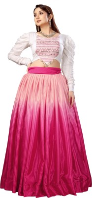 Western Gallary Embellished Semi Stitched Lehenga Choli(Pink)