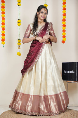 Payu Self Design Semi Stitched Lehenga Choli(Beige)