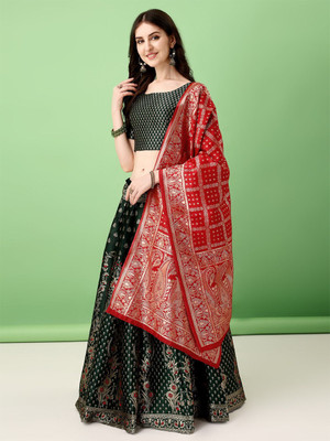 SWAMI STUDIO Self Design Semi Stitched Lehenga Choli(Green)