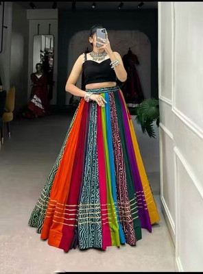 VEEDHRUMI Self Design, Printed Semi Stitched Lehenga Choli(Multicolor)