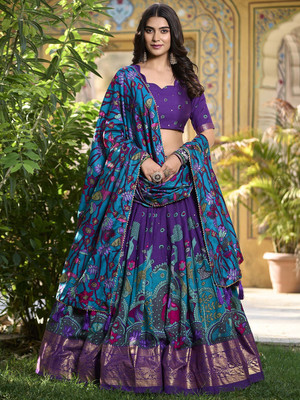 Lagertha Printed Semi Stitched Lehenga Choli(Multicolor)