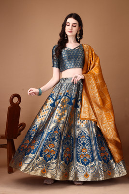 SWAMI STUDIO Self Design Semi Stitched Lehenga Choli(Blue)
