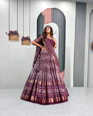 BLANKLOOK Printed Semi Stitched Lehenga Choli(Purple)