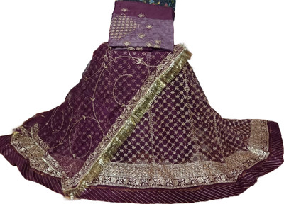 Shree Ambey Creation Embroidered Semi Stitched Rajasthani Poshak(Maroon)