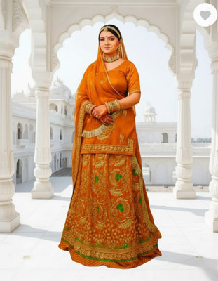 SHREE AMBEY TRADING Embroidered Semi Stitched Rajasthani Poshak(Gold)
