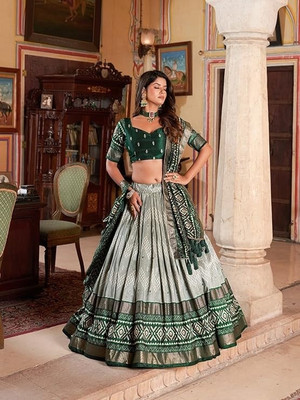GORASH CREATION Printed Semi Stitched Lehenga Choli(Green)