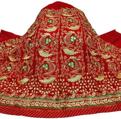 Shree Maashakti Trading Embroidered Semi Stitched Rajasthani Poshak(Red)