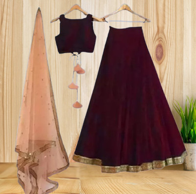 lazyandcrazy shop Solid Semi Stitched Lehenga Choli(Maroon)