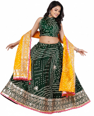 PAHNAVA Printed Semi Stitched Lehenga Choli(Multicolor)