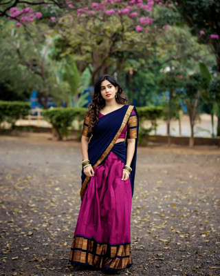 PAVITRAA SAREES Solid Semi Stitched Lehenga Choli(Pink)