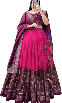 AAYUSHYAM ENTERPRISE Self Design Semi Stitched Lehenga Choli(Pink)