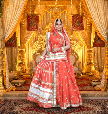 WomenFashion Embroidered Semi Stitched Rajasthani Poshak(Multicolor)