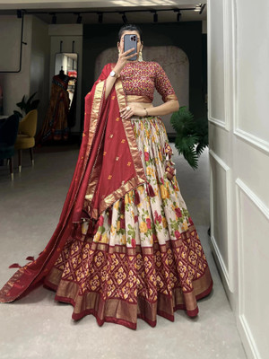 Zinsy Creation Printed Semi Stitched Lehenga Choli(Red)