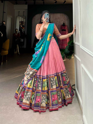 FusionCraftt Floral Print Semi Stitched Lehenga Choli(Multicolor)