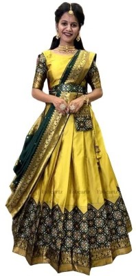 smliey fashion Printed Semi Stitched Lehenga Choli(Yellow)